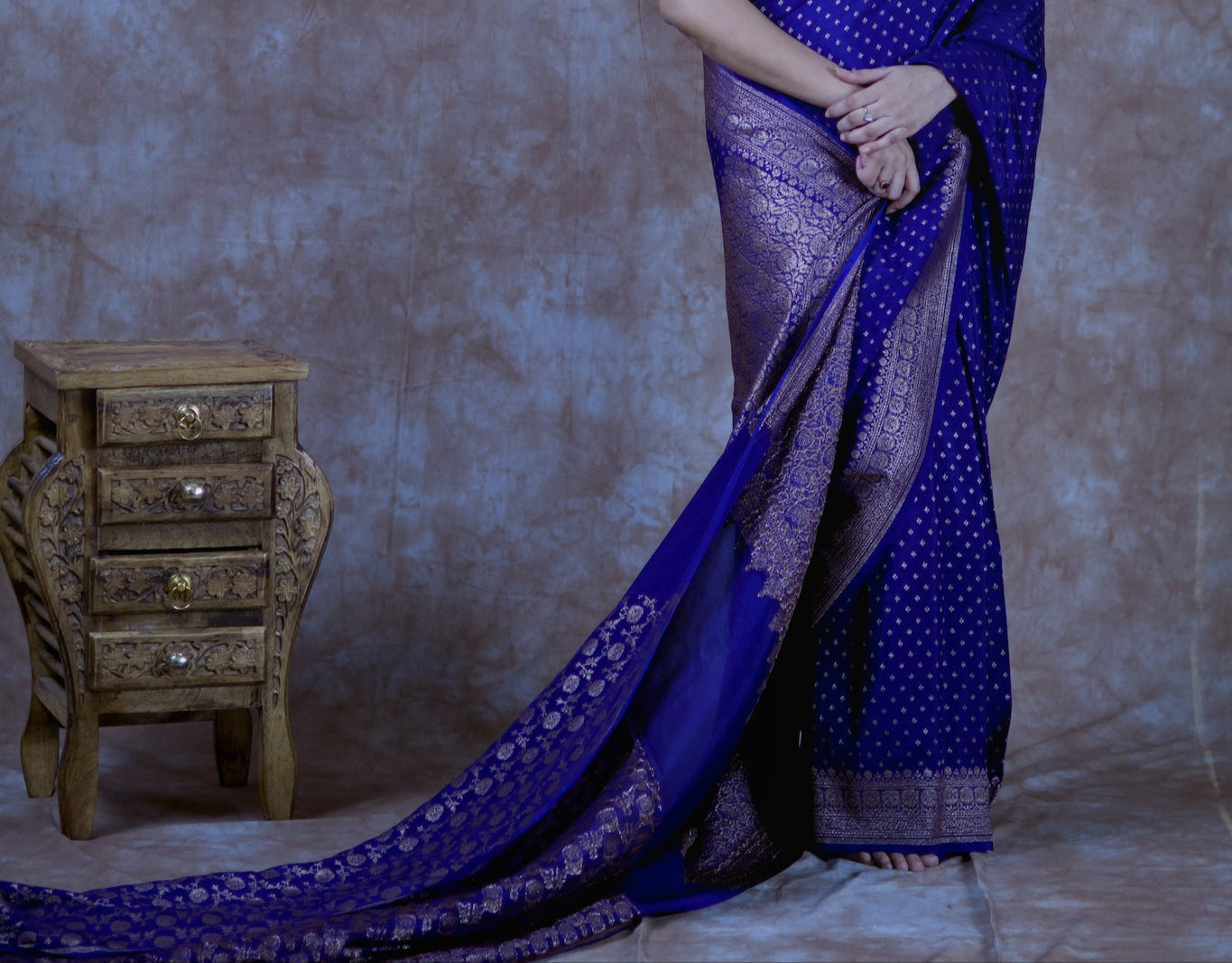 Shadow Bloom | Pure Crepe Silk Saree