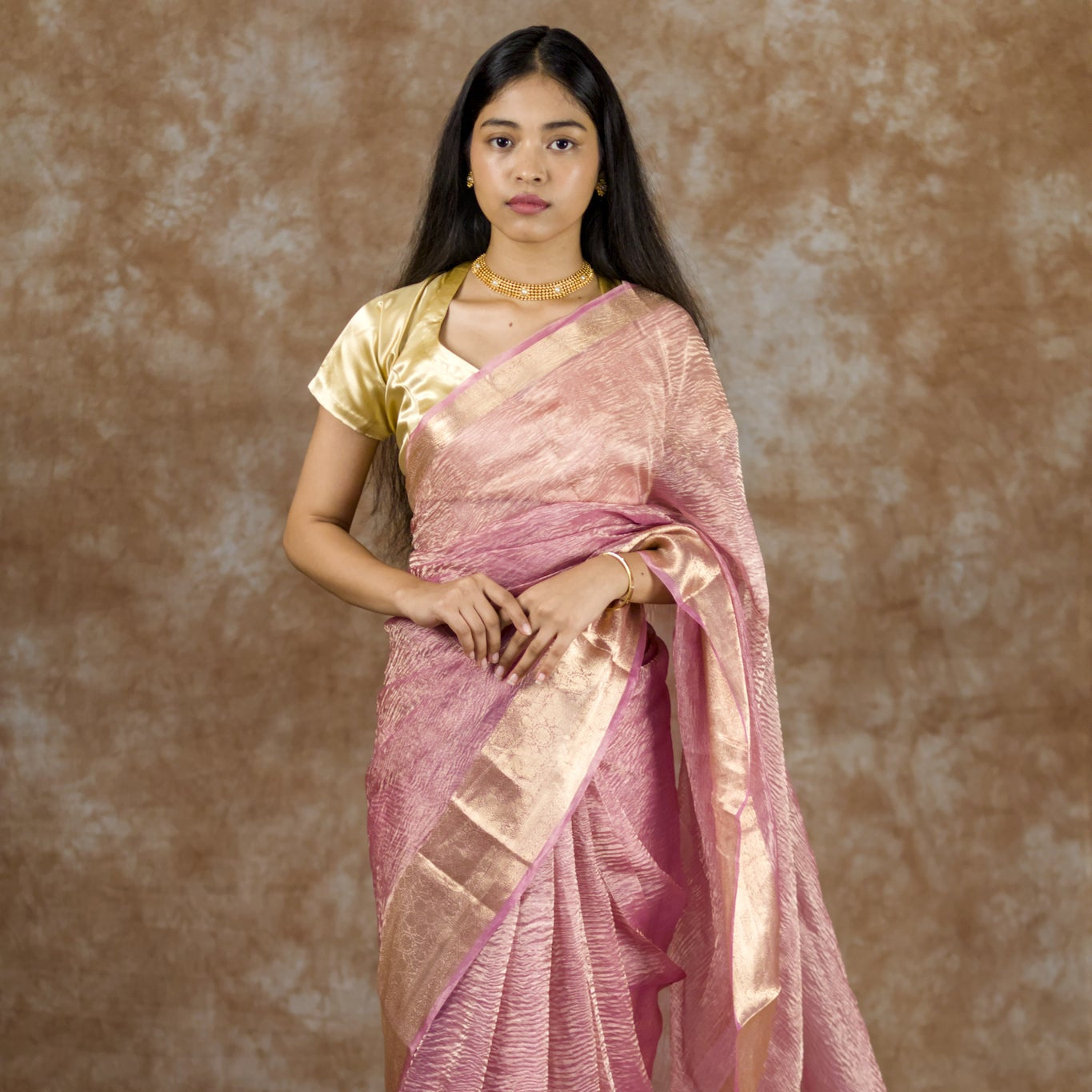 Pink Cloud | Pure Crush Tissue Silk Saree