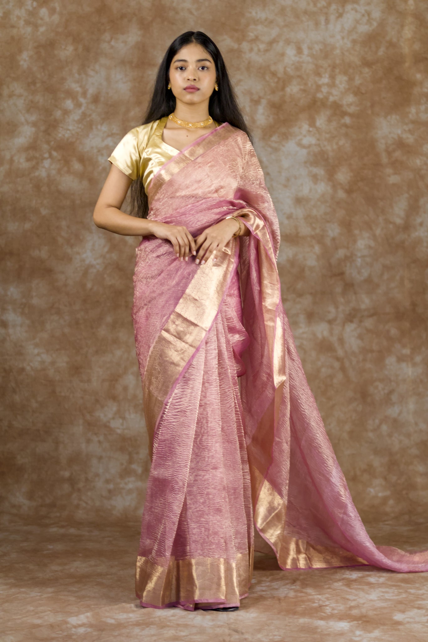 Pink Cloud | Pure Crush Tissue Silk Saree