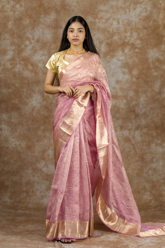 Pink Cloud | Pure Crush Tissue Silk Saree