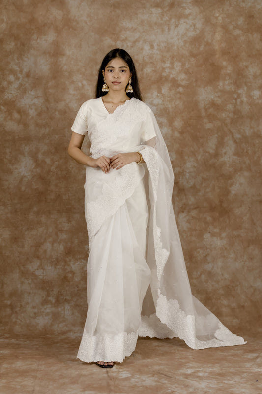 Demure Ivory | Pure Kora Silk Saree